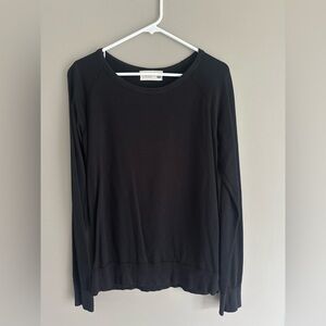 PIECE Black Long-Sleeve Women's Crewneck Top -